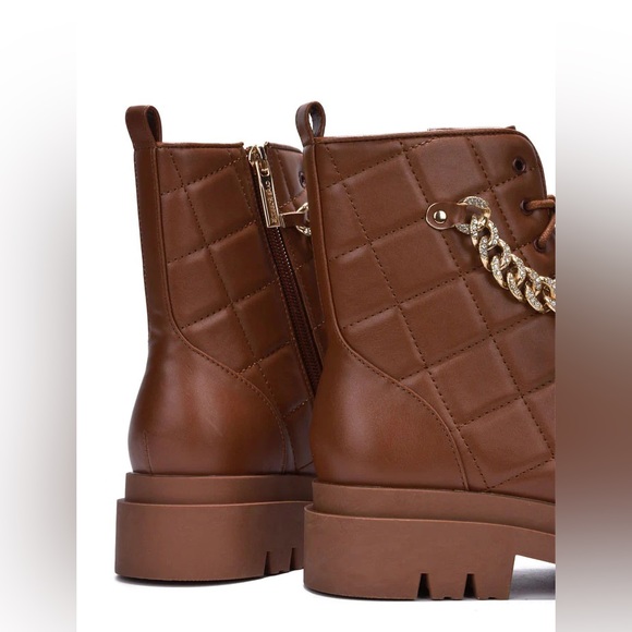 Brown quilted chain combat boot - Picture 5 of 5
